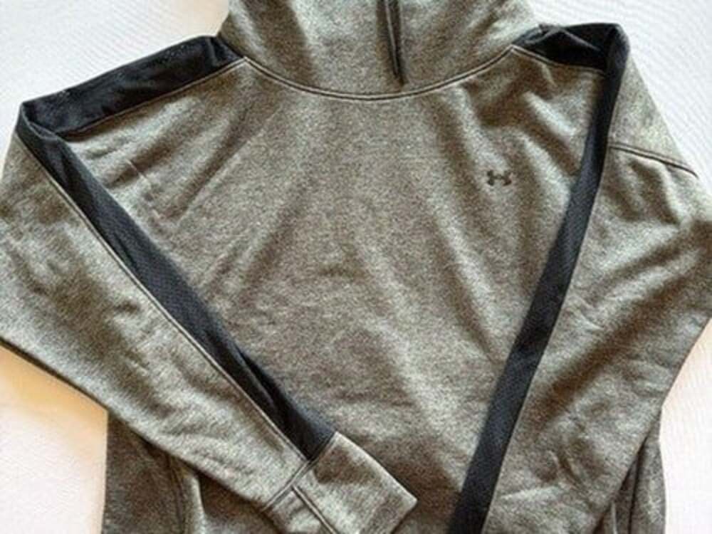 Under Armour Hoodie Mens XL Gray Camo Logo Funnel Neck Pullover Sweatshirt